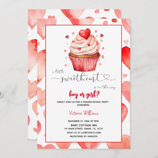 少し恋人のバレンタインのハートジェンダーが明らかにする 招待状 (正面/裏面)