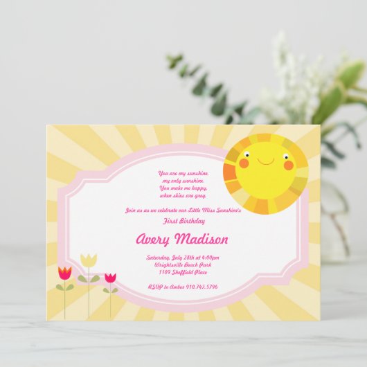 少し日光の夏の春のベビーシャワーの誕生日 招待状 (スタンド正面)