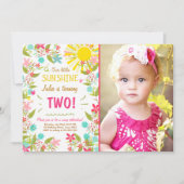 少し日光の誕生日のパーティの招待状の花柄 招待状 (正面)