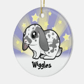 少し星のウサギ(だらしない耳の滑らかな毛) セラミックオーナメント (左)