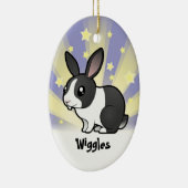 少し星のウサギ(uppy耳の滑らかな毛) セラミックオーナメント (右)