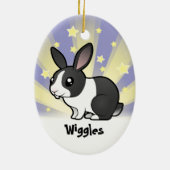少し星のウサギ(uppy耳の滑らかな毛) セラミックオーナメント (裏面)