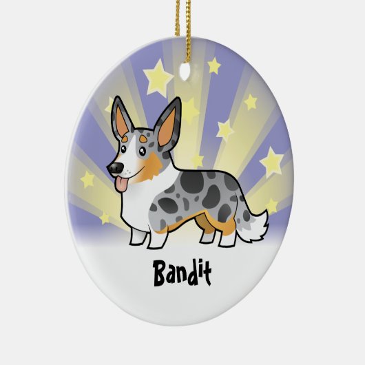 少し星のカーディガンのウェルシュコーギー(ペットネームを加えて下さい) セラミックオーナメント (右)