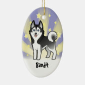 少し星のシベリアンハスキー/アラスカンマラミュート セラミックオーナメント (右)