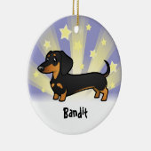 少し星のダックスフント(滑らかなコート) セラミックオーナメント (右)