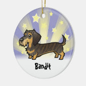 少し星のダックスフント(硬い毛) セラミックオーナメント (左)