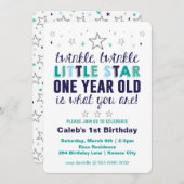 少し星の男の子の最初誕生日 招待状 (正面/裏面)