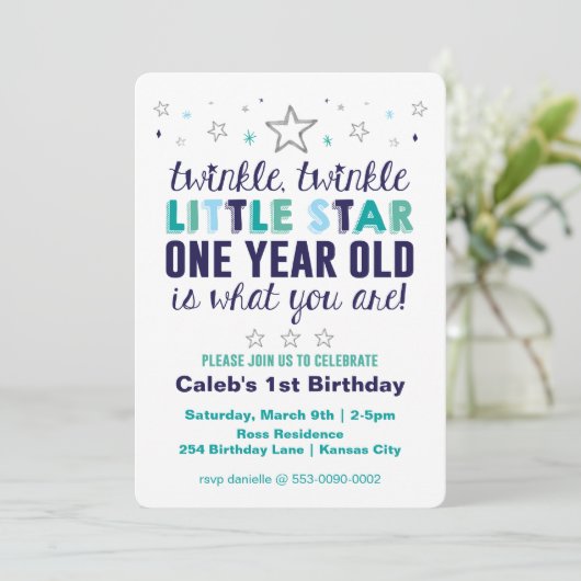少し星の男の子の最初誕生日 招待状 (スタンド正面)