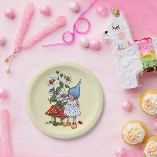 少し格言の女の子、デイジー、Toadstoolのオリジナルの芸術 ペーパープレート (パーティー)