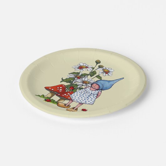 少し格言の女の子、デイジー、Toadstoolのオリジナルの芸術 ペーパープレート (アングル)