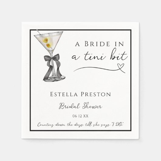 少し汚れたマティーニの花嫁のシャワーパーティ スタンダードカクテルナプキン (正面)