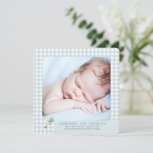 少し点検の青い写真の誕生の発表 案内状 (スタンド正面)