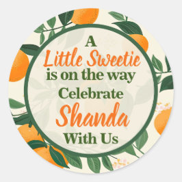 少し甘いオレンジ色のテーマ赤ちゃんシャワー ラウンドシール
