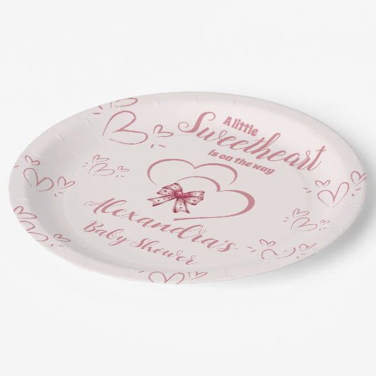 少し甘いバレンタインの赤ちゃんシャワー ペーパープレート (アングル)