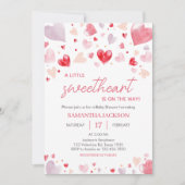 少し甘いバレンタインの赤ちゃんシャワー 招待状 (正面)