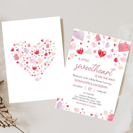 少し甘いバレンタインの赤ちゃんシャワー 招待状