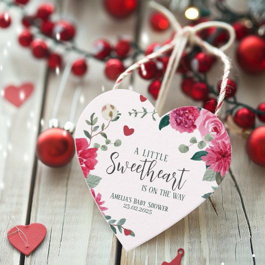 少し甘いバレンタインハートの赤ちゃんシャワー フェイバータグ