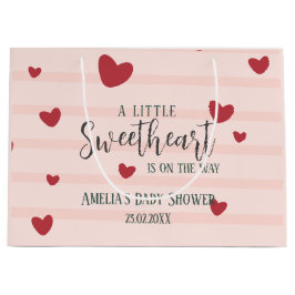 少し甘いバレンタインハートの赤ちゃんシャワー ラージペーパーバッグ