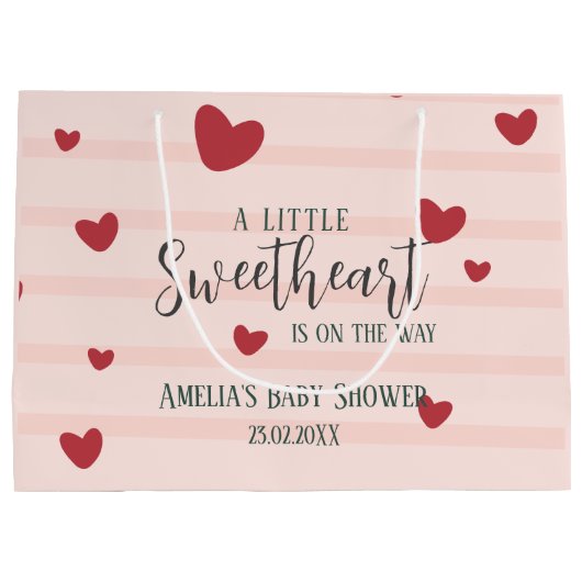 少し甘いバレンタインハートの赤ちゃんシャワー ラージペーパーバッグ (裏面)