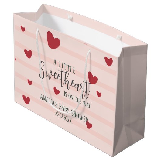 少し甘いバレンタインハートの赤ちゃんシャワー ラージペーパーバッグ (裏面アングル)