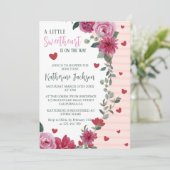 少し甘いバレンタインハートの赤ちゃんシャワー 招待状 (スタンド正面)