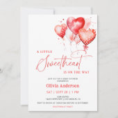 少し甘いバレンタインモダンの赤ちゃんシャワー 招待状 (正面)