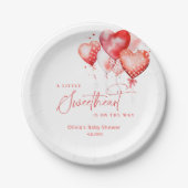 少し甘いバレンタイン風船の赤ちゃんシャワー ペーパープレート (正面)