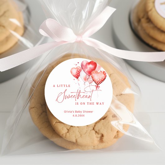 少し甘いバレンタイン風船の赤ちゃんシャワー ラウンドシール