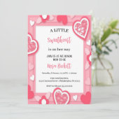 少し甘いピンクのハート 招待状 (スタンド正面)