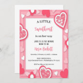 少し甘いピンクのハート 招待状 (正面/裏面)