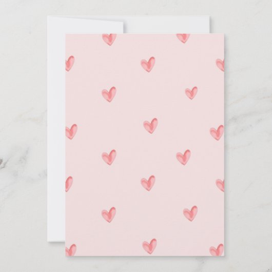 少し甘いピンクのバレンタインの赤ちゃんシャワー 招待状 (裏面)