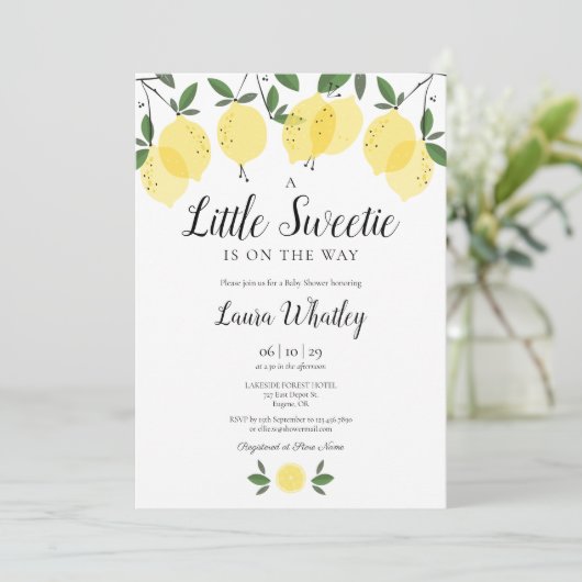 少し甘いレモンの赤ちゃんシャワー 招待状 (スタンド正面)