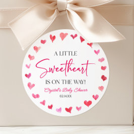 少し甘い赤いピンクのハート赤いシャワー ラウンドシール