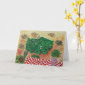 少し疑いのいちごのピクニック カード (黄色い花)