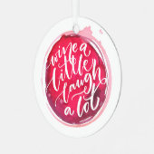 少し笑ってワインを飲む メタルオーナメント (正面左)