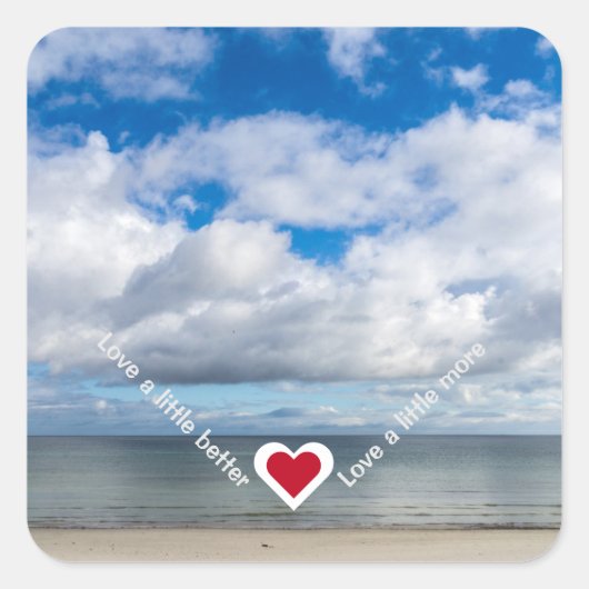 少し良い/より多くのハート回復のスローガンを愛する スクエアシール (正面)