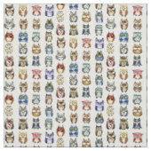 少し虹のフクロウ-おもしろいなパターン ファブリック (見本)