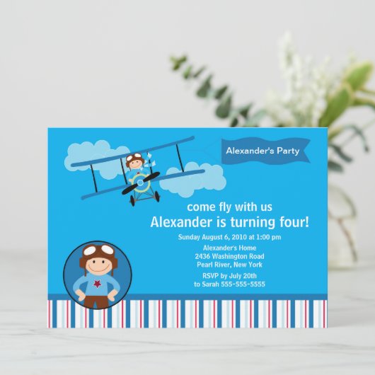 少し試験飛行機の誕生日のパーティの招待状 招待状 (スタンド正面)