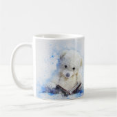 少し読書テディー・ベアの水彩画 コーヒーマグカップ (左)