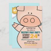 少し豚のような誕生日のパーティの招待状 招待状 (正面/裏面)
