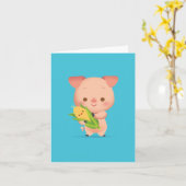 少し豚のようなNotecard カード (黄色い花)