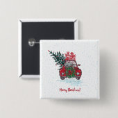 少し赤いクリスマス車 缶バッジ (正面&裏面)