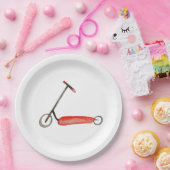 少し赤いスクーターの子供の誕生日 ペーパープレート (パーティー)