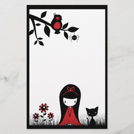 少し赤いリボンの頭部の文房具 便箋 (正面)