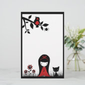 少し赤いリボンの頭部の文房具 便箋 (スタンド正面)