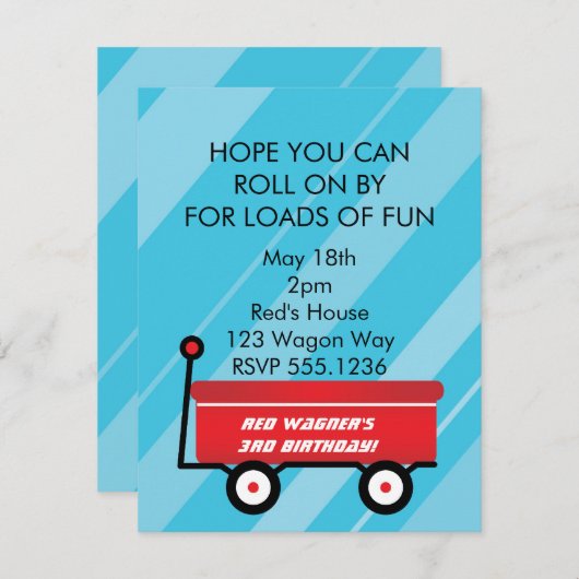 少し赤いワゴン招待状 招待状 (正面/裏面)