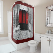 少し赤い列車の車掌車 シャワーカーテン (インサイチュ)