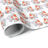 少し赤いRyukinのファンテールの金魚の包装紙 ラッピングペーパー (ロールコーナー)