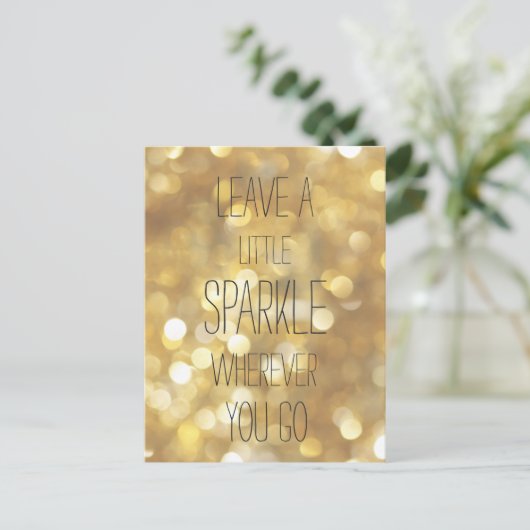 少し輝き-金ゴールド--を感動的な引用文残して下さい ポストカード (スタンド正面)