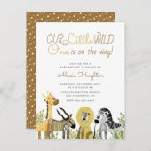 少し野生の1つのサファリ動物のベビーシャワー インビテーションポストカード (正面/裏面)